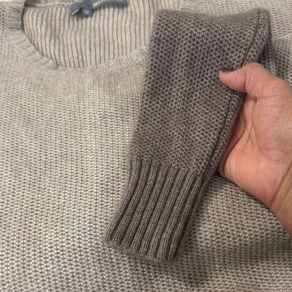360 Sweater Wool and Cashmere Brown and Tan Crew Neck Sweater Size M - Picture 6 of 8